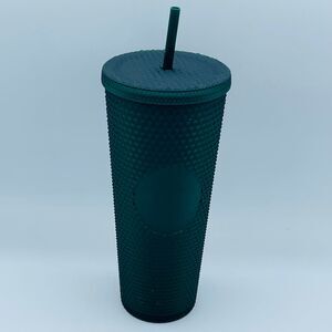Studded Forest Dark Emerald Green Starbucks Tall Grande Tumbler w/ Straw 24 oz.